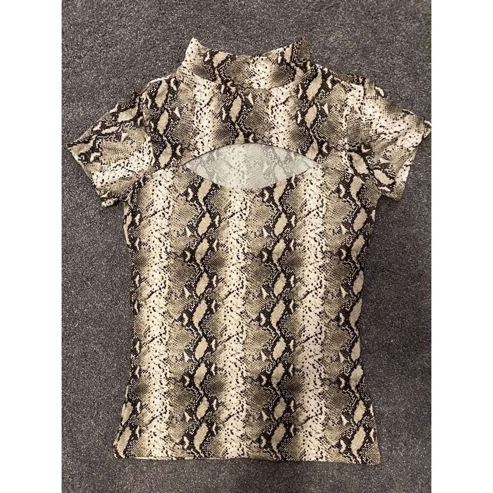 Rue21 snakeskin top with mockneck cutout bust